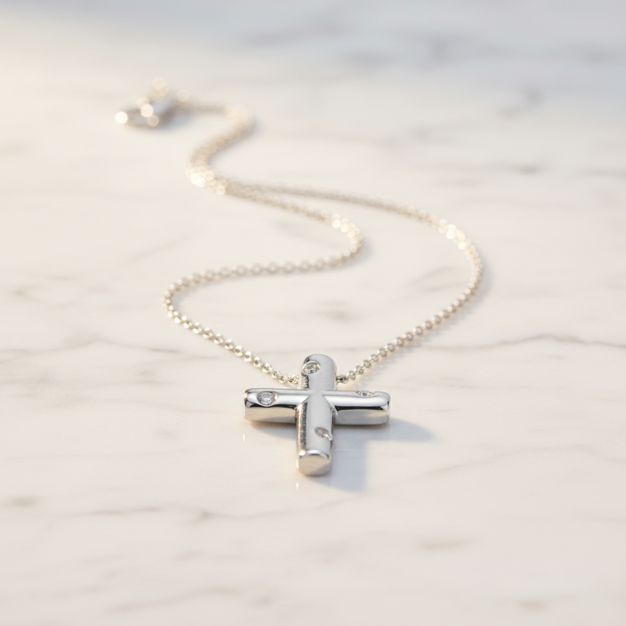 Tiffany Dots Cross · Platinum · Diamond
