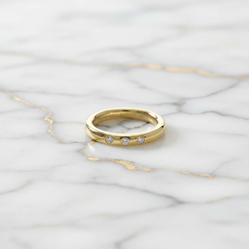 Tiffany Stacking Band · 3 Diamond · 18K Yellow