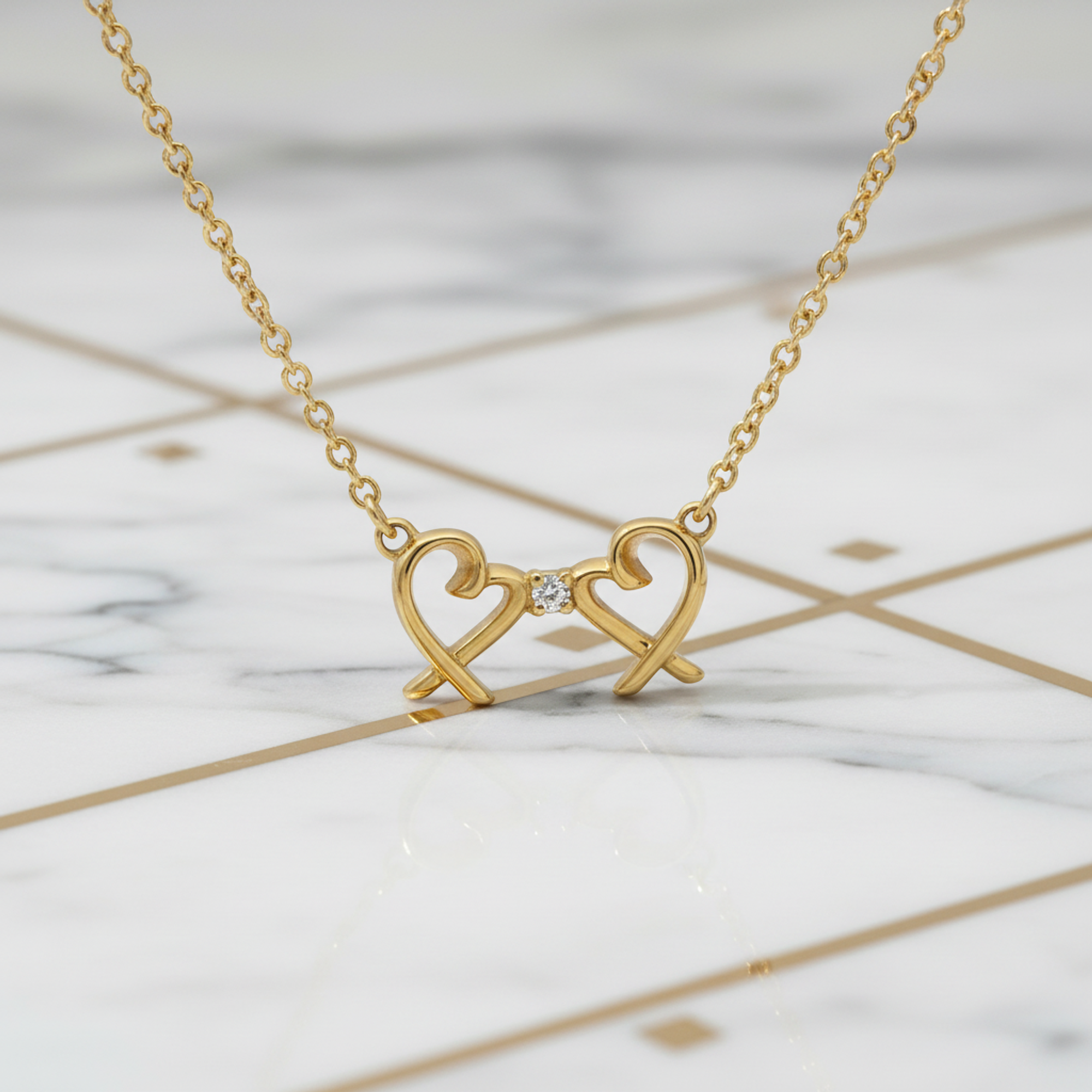 Tiffany Double Loving Heart · 18K Yellow Gold
