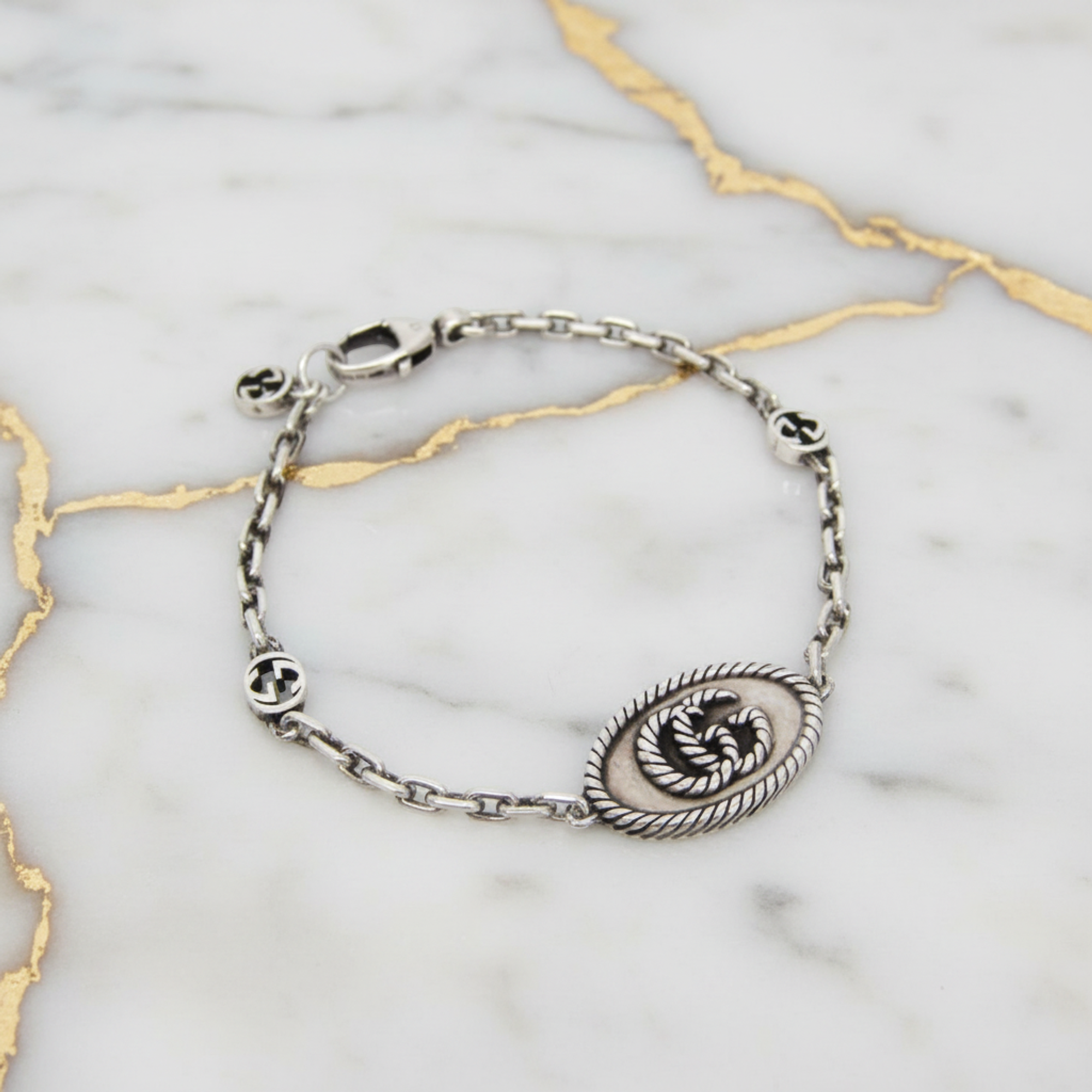 Gucci Double G · Silver 925 Charm Bracelet