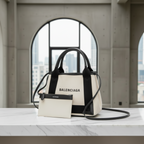 Balenciaga Navy Cabas XS · Canvas & Leather