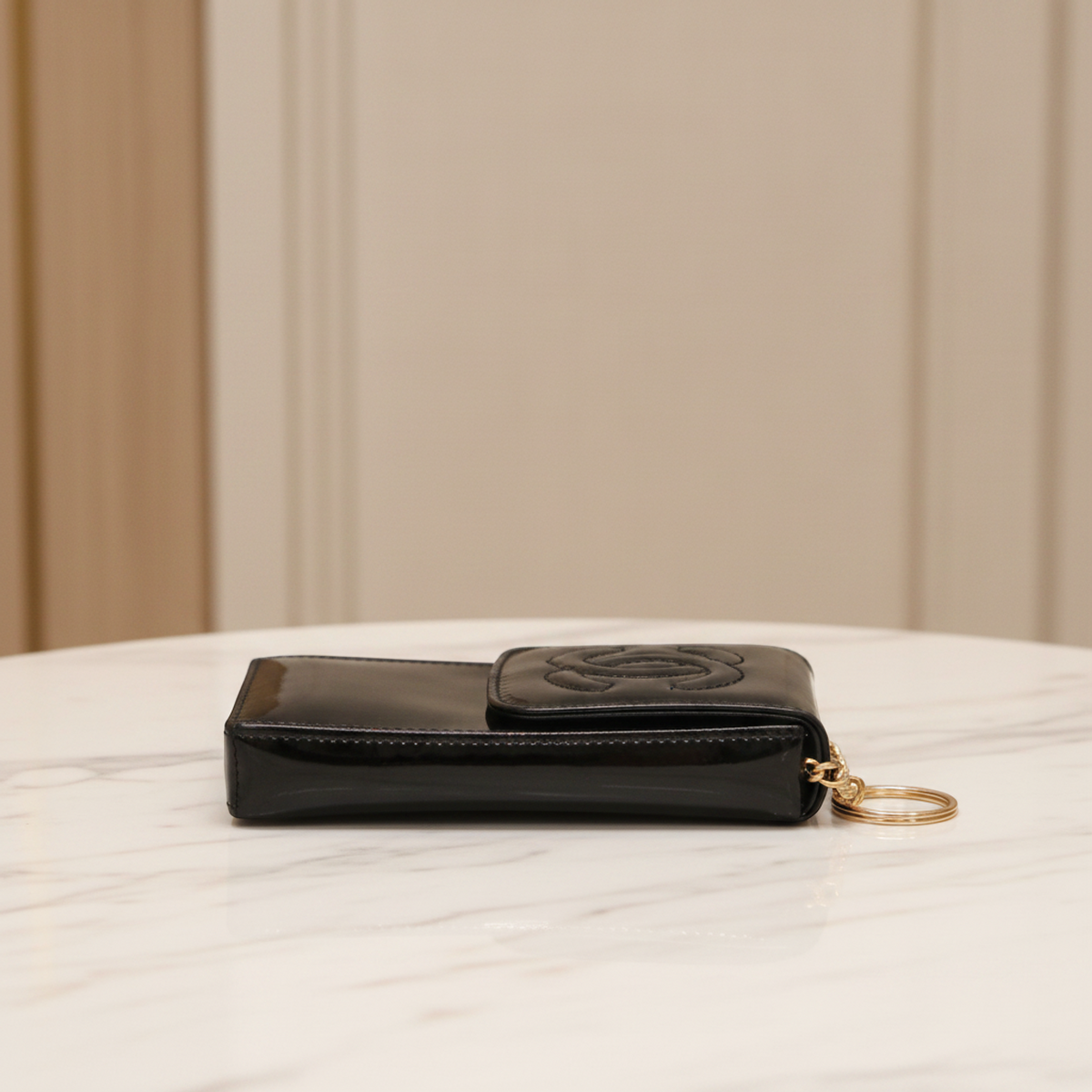 Chanel Mini Pouch · Enamel Leather · Keyring