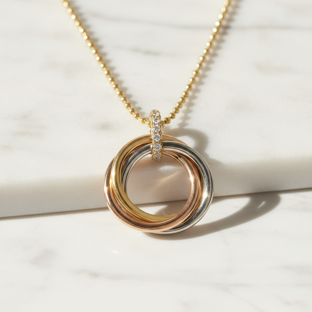 Cartier Trinity · Diamond Necklace · Tri-Gold