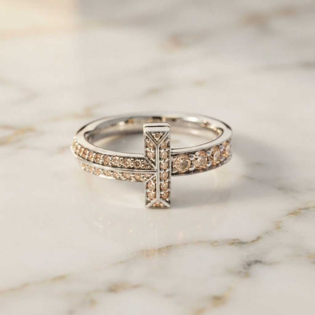 Tiffany T One · 18K White Gold · Diamond · Size 4.5 (EU 51.25)