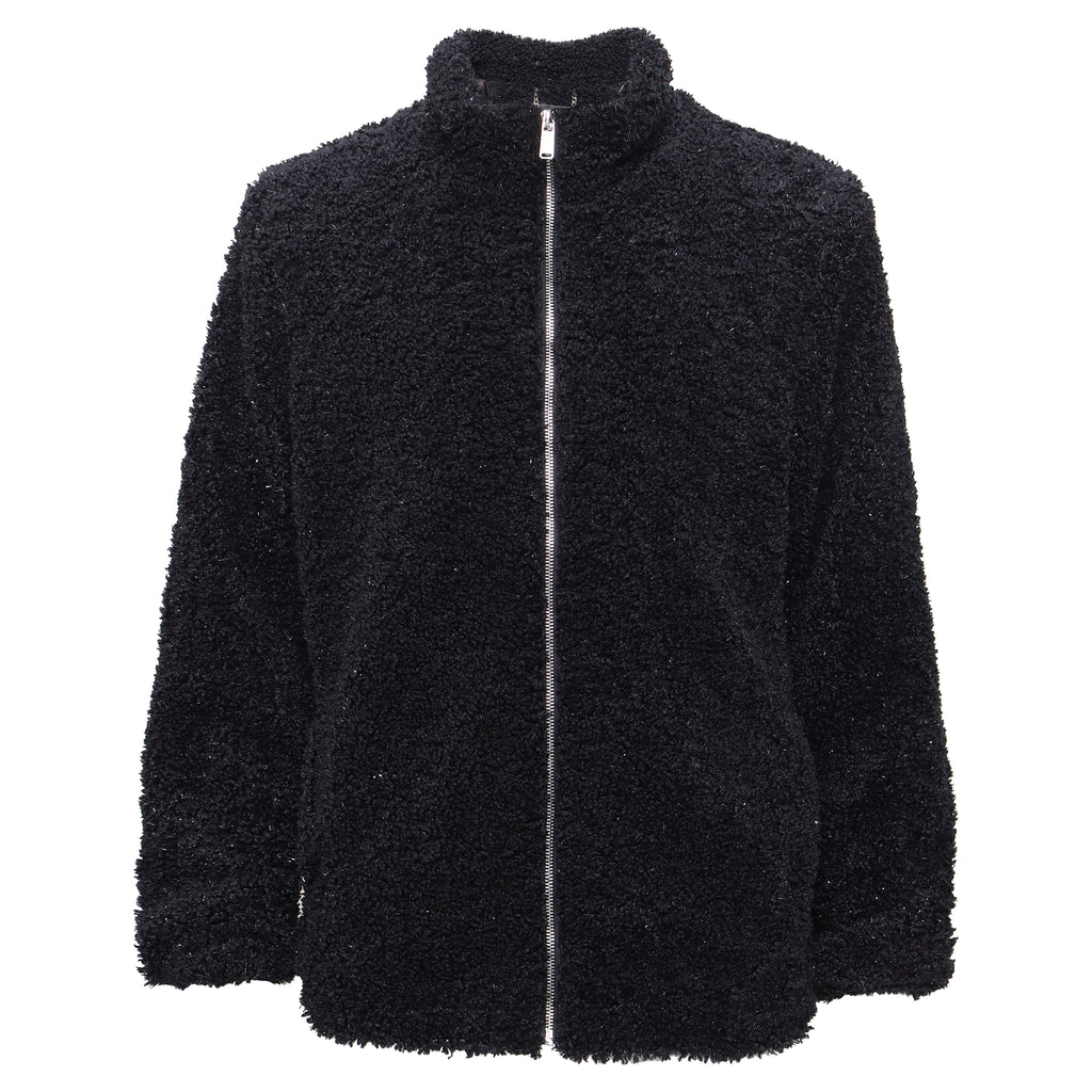 Teddy Luxe Fleece Zip-Up Jacket BLACK