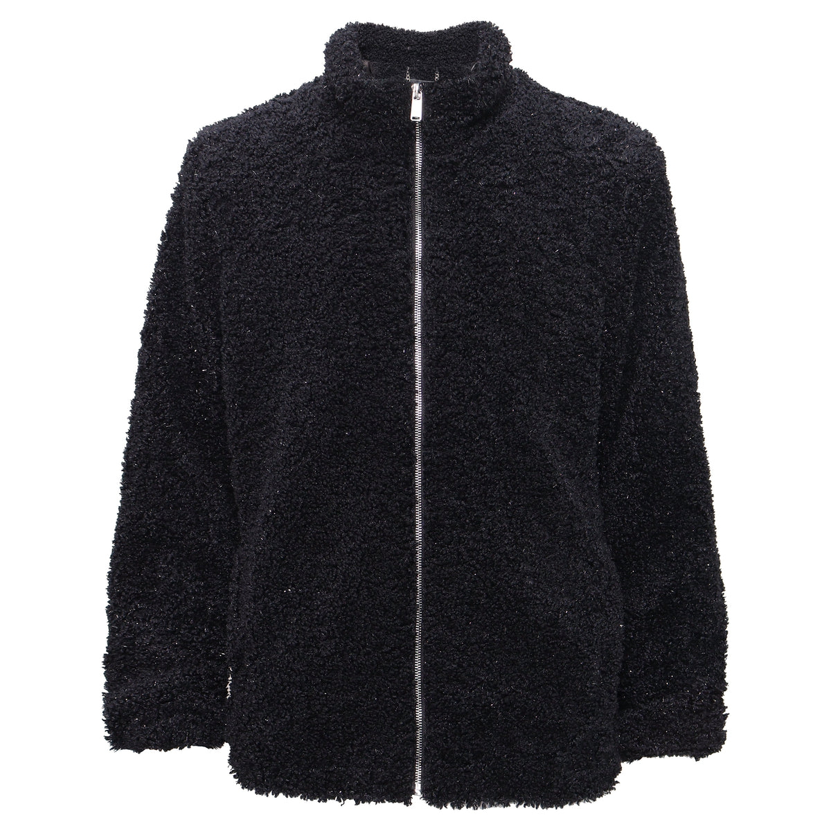 Teddy Luxe Fleece Zip-Up Jacket BLACK