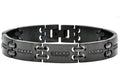 Mens Black Stainless Steel Bracelet With Black Cubic Zirconia