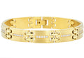 Mens Gold Stainless Steel Bracelet With Cubic Zirconia