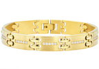 Mens Gold Stainless Steel Bracelet With Cubic Zirconia