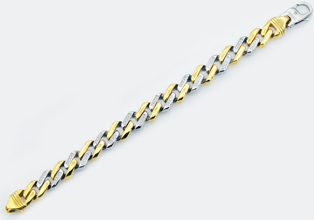 Mens Gold Stainless Steel Bracelet With Cubic Zirconia