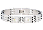 Mens Stainless Steel Bracelet With Gold Screws
