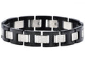 Mens Black Stainless Steel Bracelet with Cubic Zirconia With Double Clasp