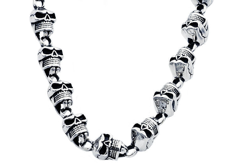 Mens Stainless Steel Skull Necklace