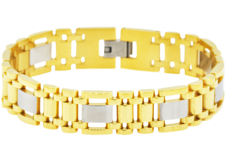 Mens Gold Stainless Steel Bracelet