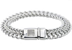 Mens Stainless Steel Bracelet With Cubic Zirconia