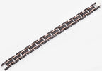 Mens Black Plated Textured Stainless Steel Bracelet With Chcoloate Plated Lines