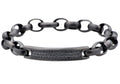 Mens Gunmetal Stainless Steel Bracelet With Black Cubic Zirconia