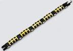 Mens Black And Gold Stainless Steel Bracelet