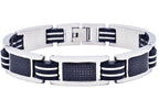 Mens Black Silicone And Stainless Steel Bracelet With Carbon Fiber