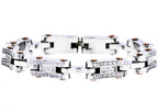 Mens Rose Stainless Steel Chain Bracelet With Cubic Zirconia