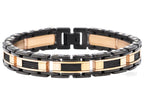Mens Black And Rose Stainless Steel Bracelet With Black Plated Cables