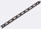 Mens Black And Rose Stainless Steel Bracelet With Black Plated Cables
