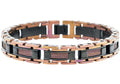 Mens Chocolate And Black Stainless Steel Bracelet With Chocolate Plated Cables