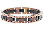 Mens Chocolate And Black Stainless Steel Bracelet With Chocolate Plated Cables