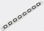 Men's Black & Silver Stainless Steel Diamond Cut Link Bracelet With Screw Accents