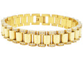 Mens Gold Stainless Steel Link Bracelet With 150 CZs