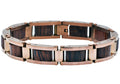 Mens Chocolate Stainless Steel And Wood Bracelet