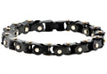 Mens Black Stainless Steel Link Bracelet With Rose Gold Plated Screws