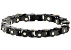 Mens Black Stainless Steel Link Bracelet With Rose Gold Plated Screws