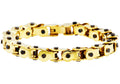 Mens Gold Stainless Steel Bicycle Link Bracelet With Black Screws