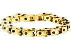 Mens Gold Stainless Steel Bicycle Link Bracelet With Black Screws
