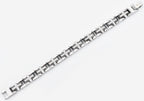 Mens Black Stainless Steel Cross Bracelet With Cubic Zirconia