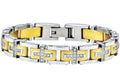 Mens Gold Stainless Steel Cross Bracelet With Cubic Zirconia