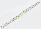 Mens Gold Stainless Steel Cross Bracelet With Cubic Zirconia