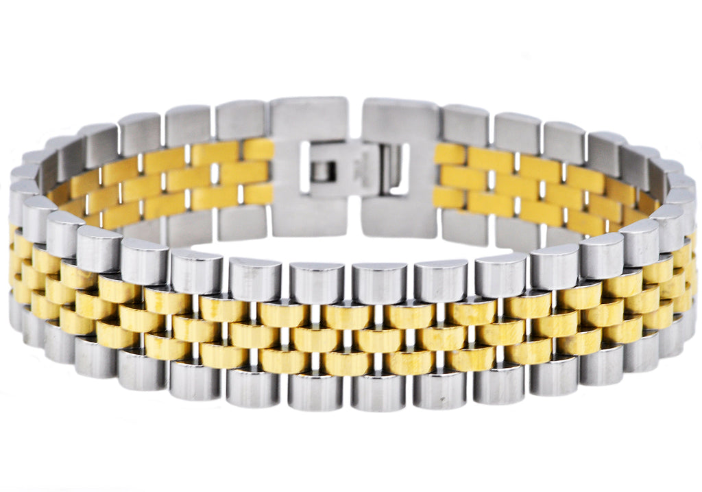 Mens Gold Stainless Steel Watch Link Bracelet