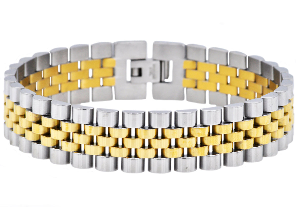 Mens Gold Stainless Steel Watch Link Bracelet