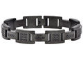 Mens Matte Black  Stainless Steel Bracelet With Cubic Zirconia