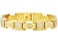 Mens Matte Gold Stainless Steel Bracelet With Cubic Zirconia