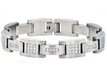 Mens Matte Stainless Steel Bracelet With Cubic Zirconia