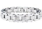 Mens Two Tone Polished and Matte Stainless Steel Bracelet