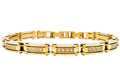 Mens Thin Gold Stainless Steel Bracelet With Cubic Zirconia