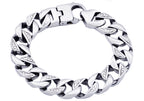 Mens Stainless Steel Pave Curb Link Chain Bracelet