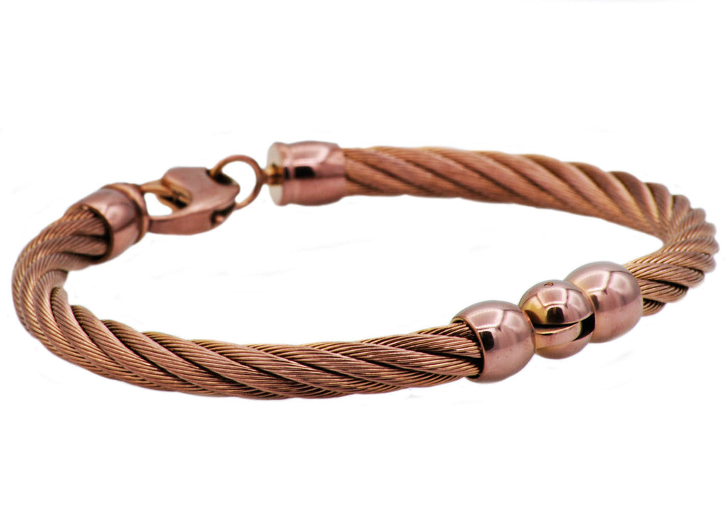 Mens Chocolate Stainless Steel Wire Bangle Bracelet