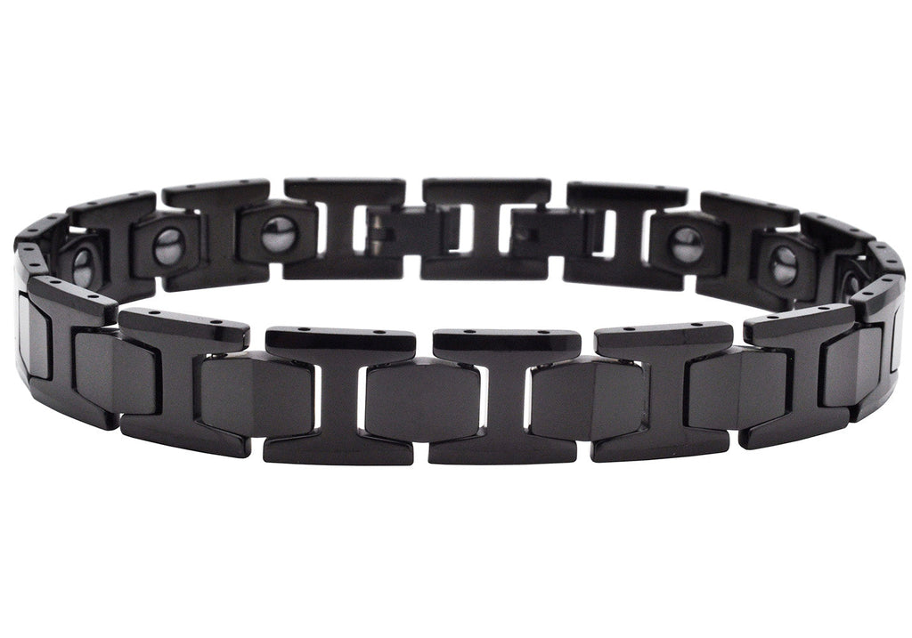 Mens Black Plated Tungsten Link Bracelet