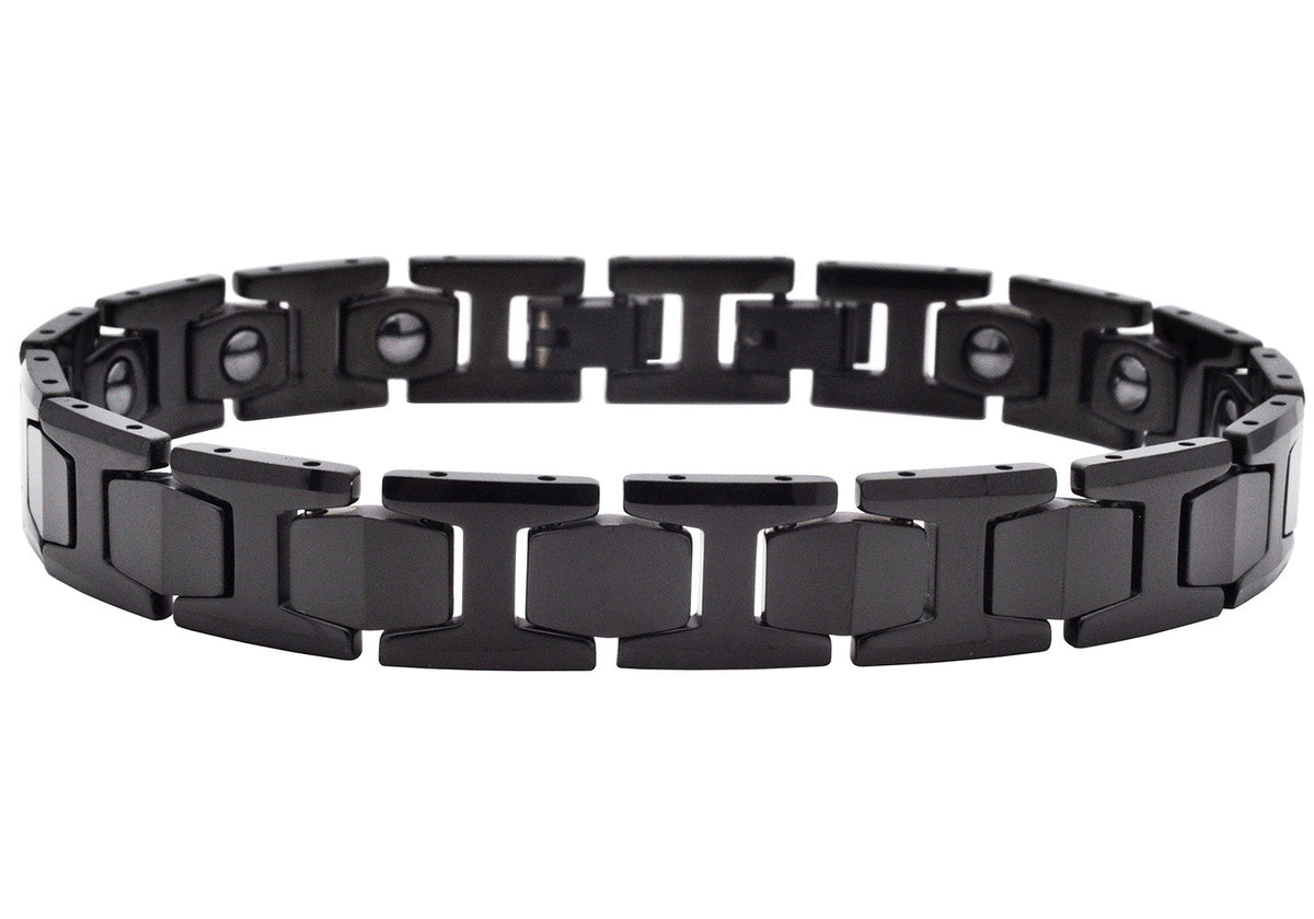 Mens Black Plated Tungsten Link Bracelet