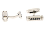 Mens Stainless Steel Cuff Links With Black Cubic Zirconia